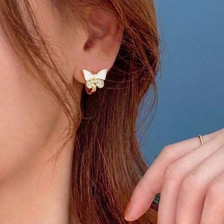 Ivory Flutter Butterfly Studs