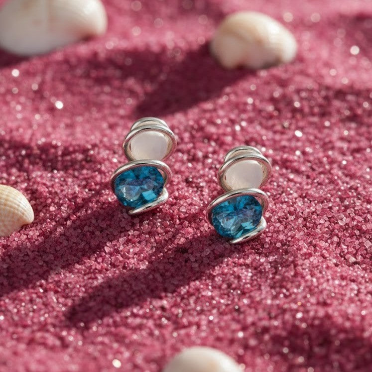 Azure Pearl Twist Studs