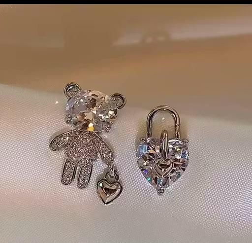 Crystal Teddy Hug Hoops