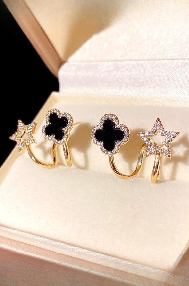 Midnight Star Clover Studs