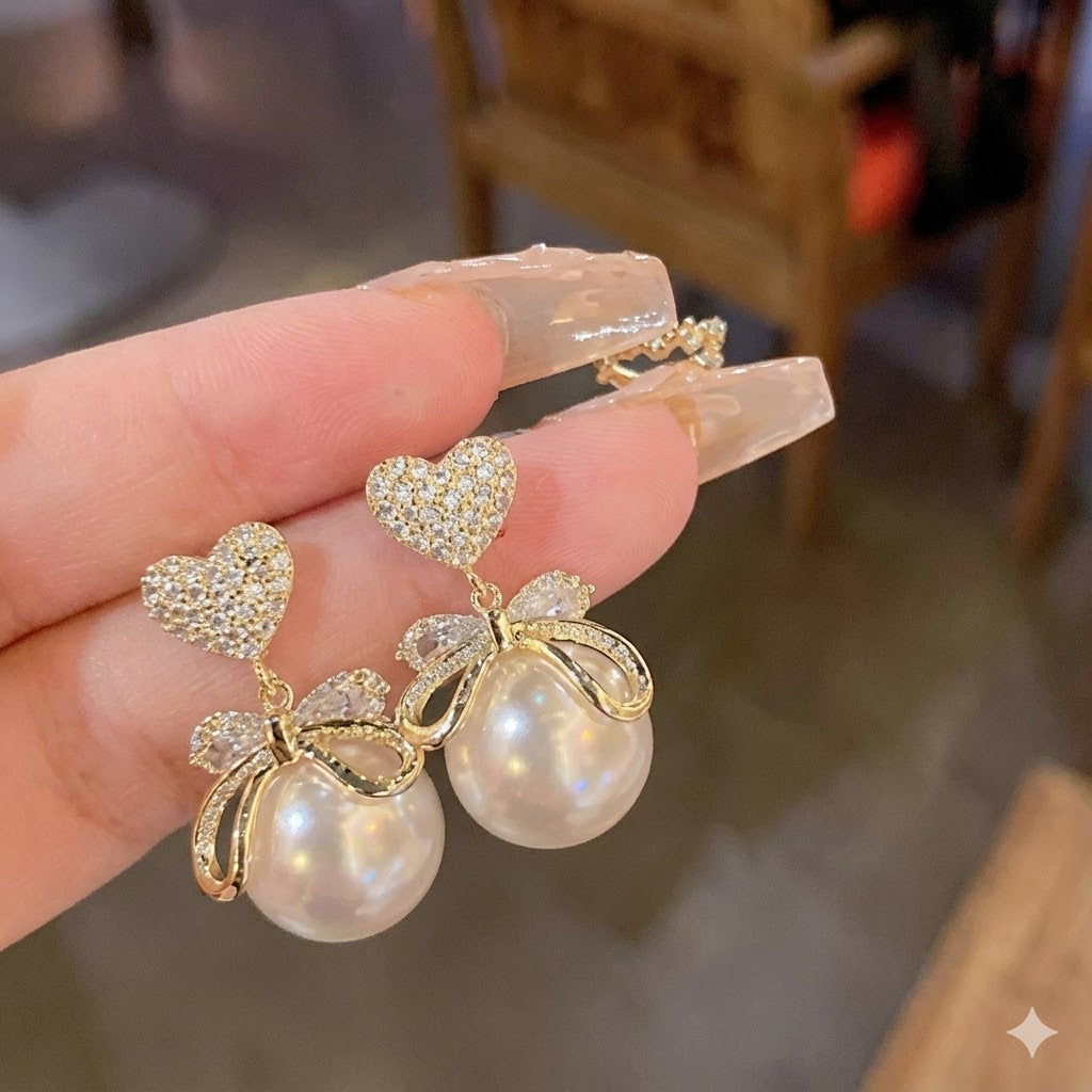 Twin Pearl Heart Drops