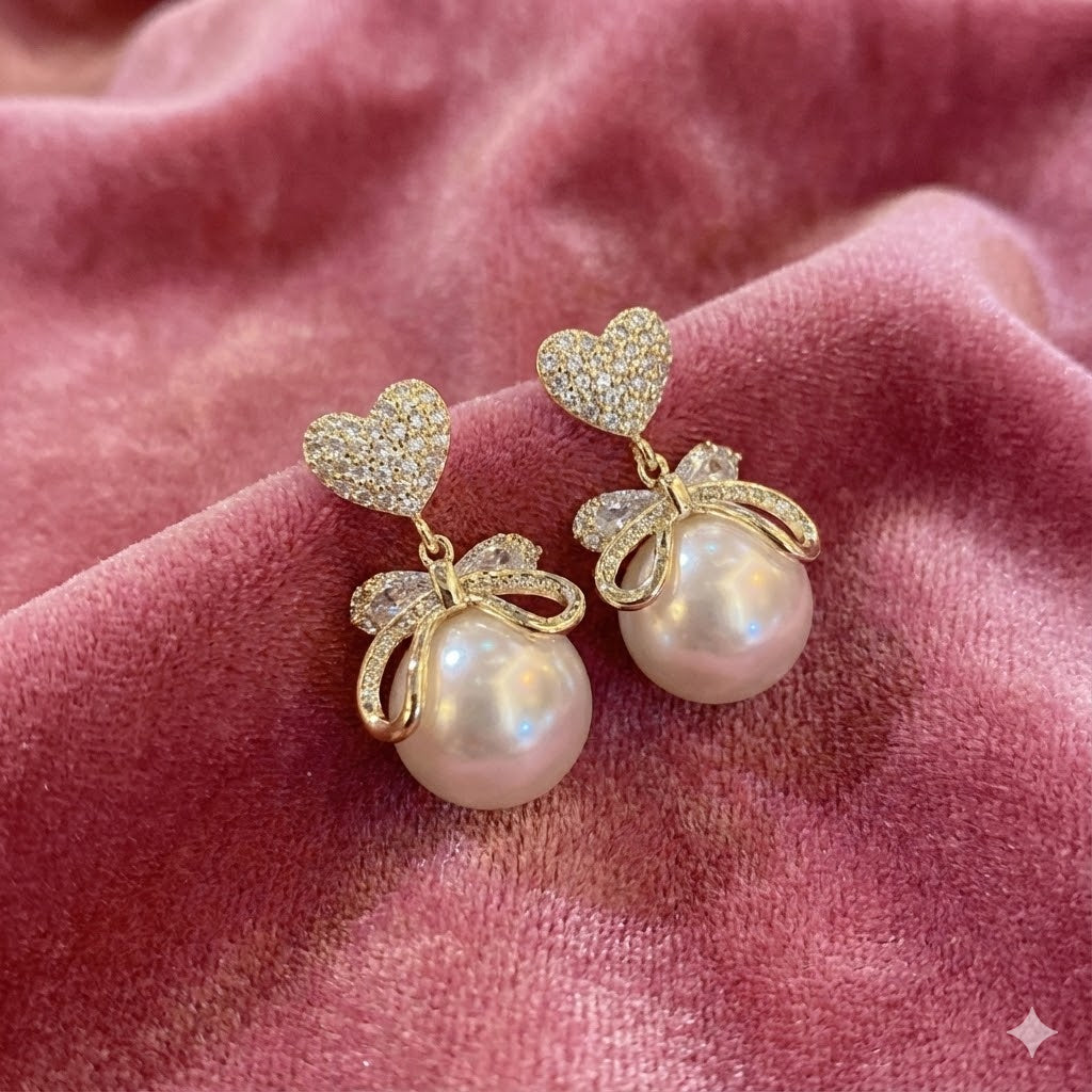 Twin Pearl Heart Drops