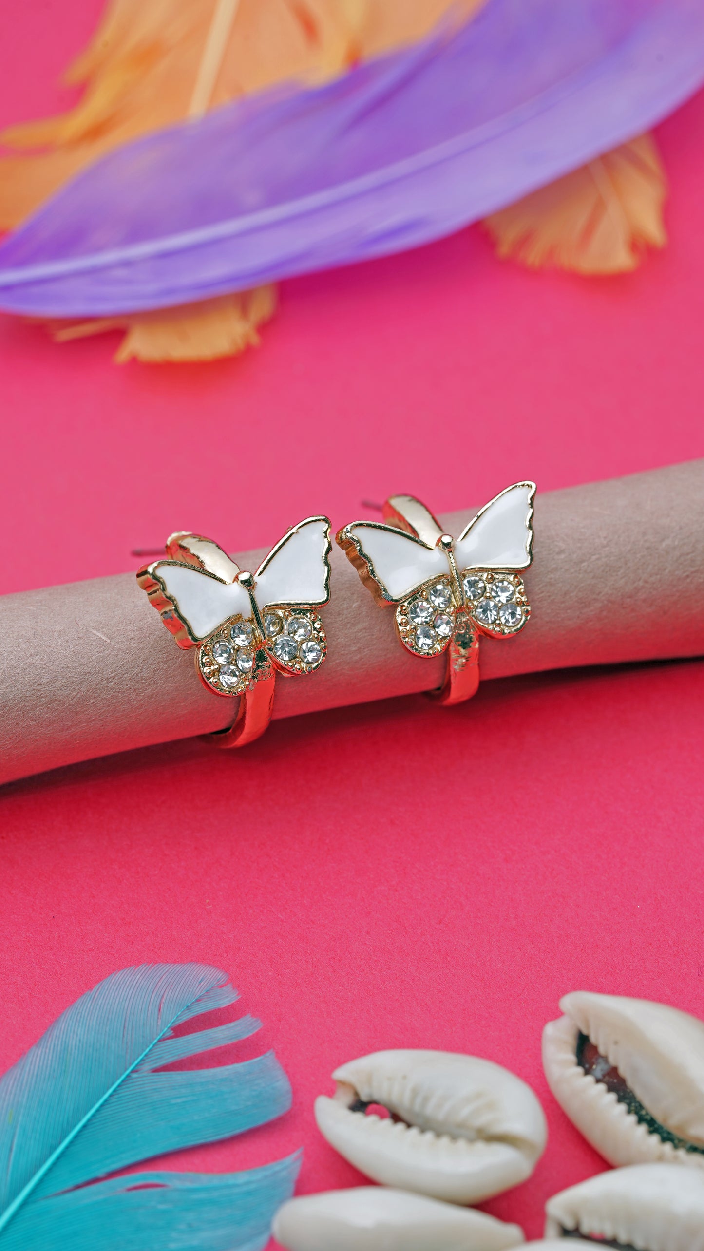 Ivory Flutter Butterfly Studs