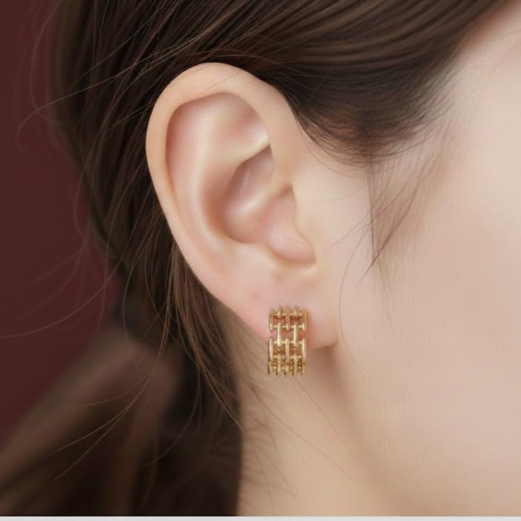 Golden Lattice Glow Studs