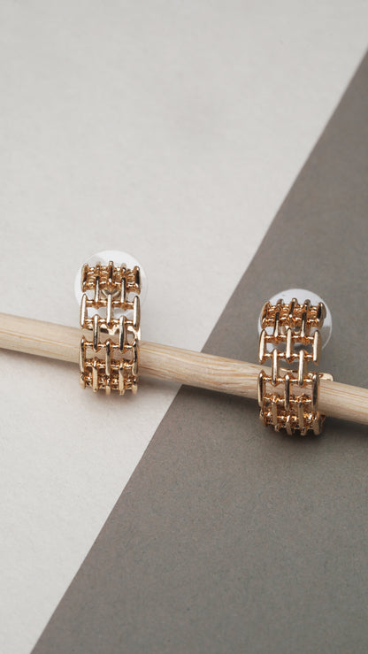 Golden Lattice Glow Studs