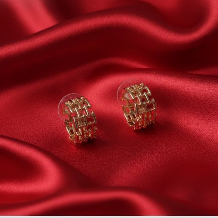 Golden Lattice Glow Studs