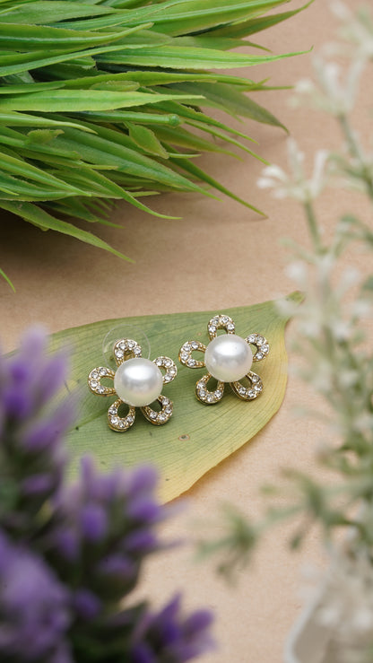 Pearl Blossom Halo Studs