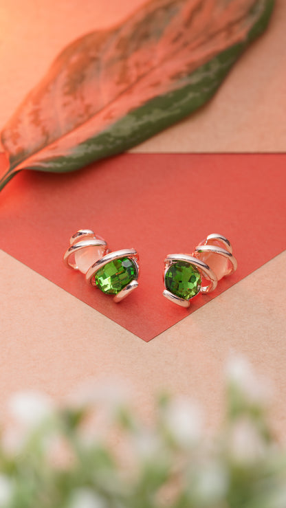 Green Aura Pearl Studs
