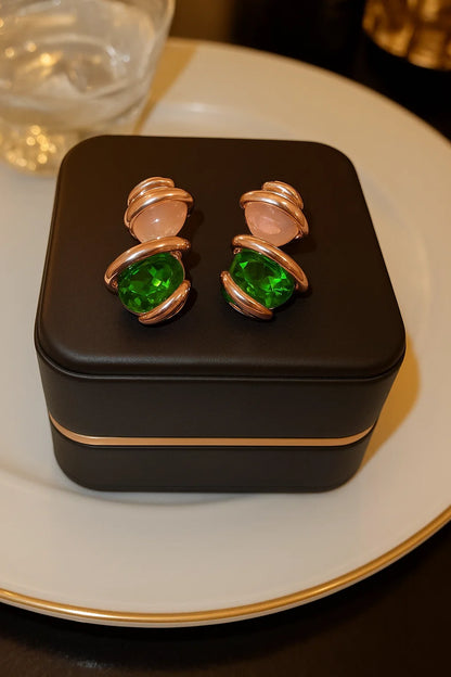 Green Aura Pearl Studs