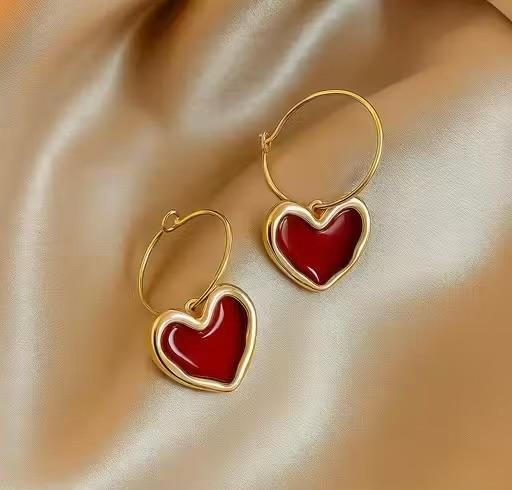 Ruby Kiss Heart Hoops