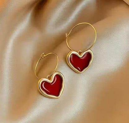 Ruby Kiss Heart Hoops