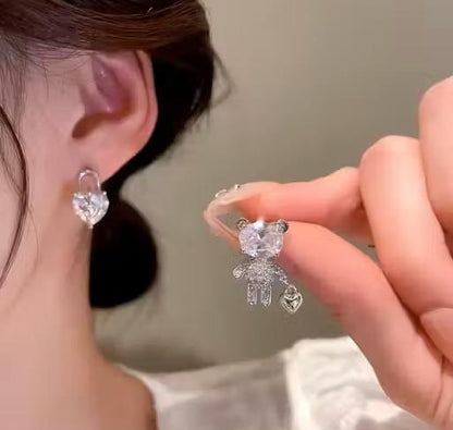 Crystal Teddy Hug Hoops