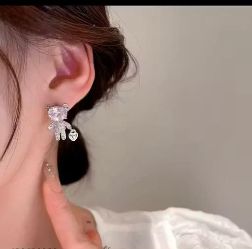 Crystal Teddy Hug Hoops