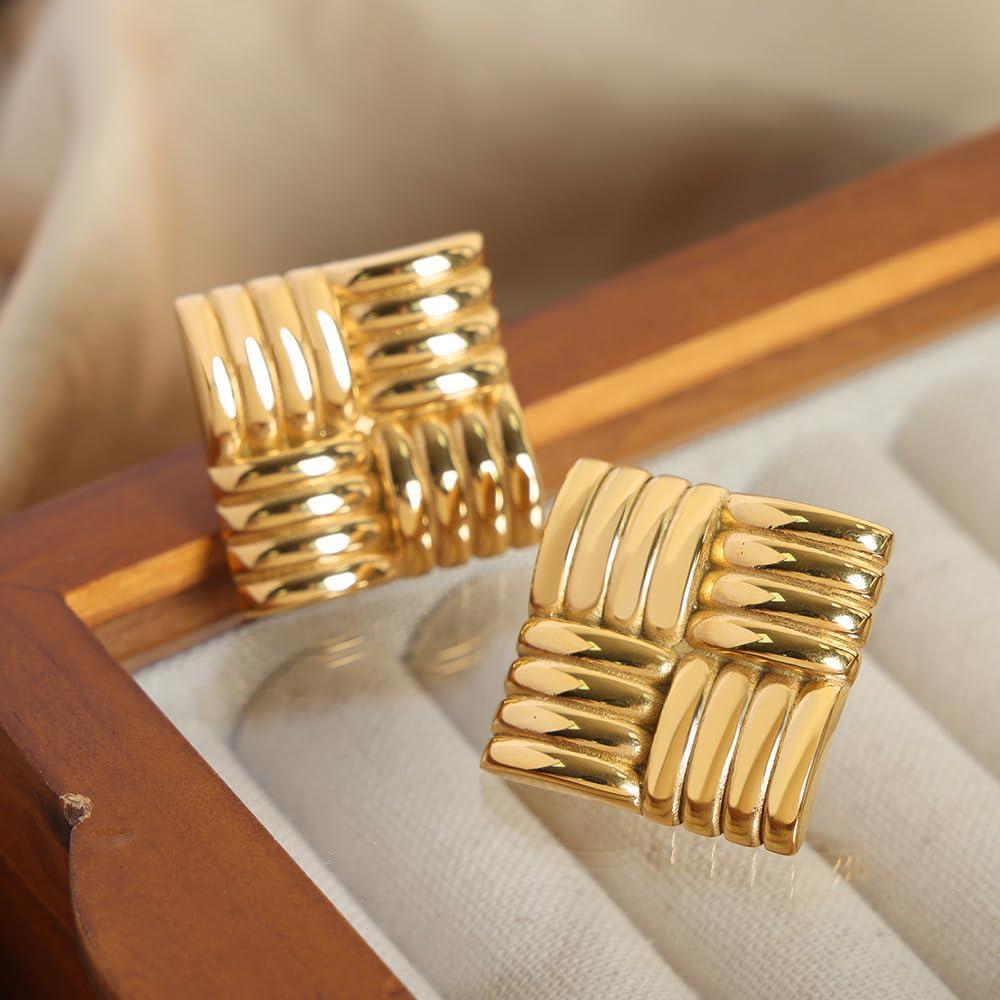 Golden Weave Statement Studs