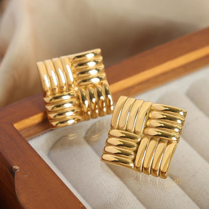 Golden Weave Statement Studs