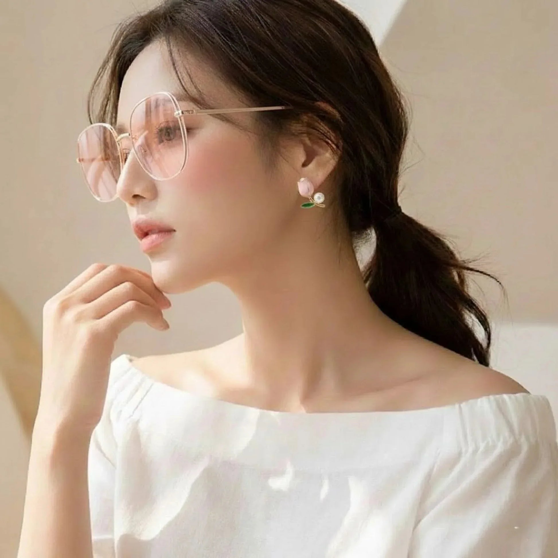 Blush Rose Pearl Studs - Kaliido