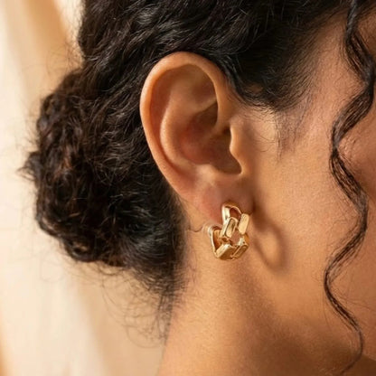 Bold Link Gold Hoops - Kaliido