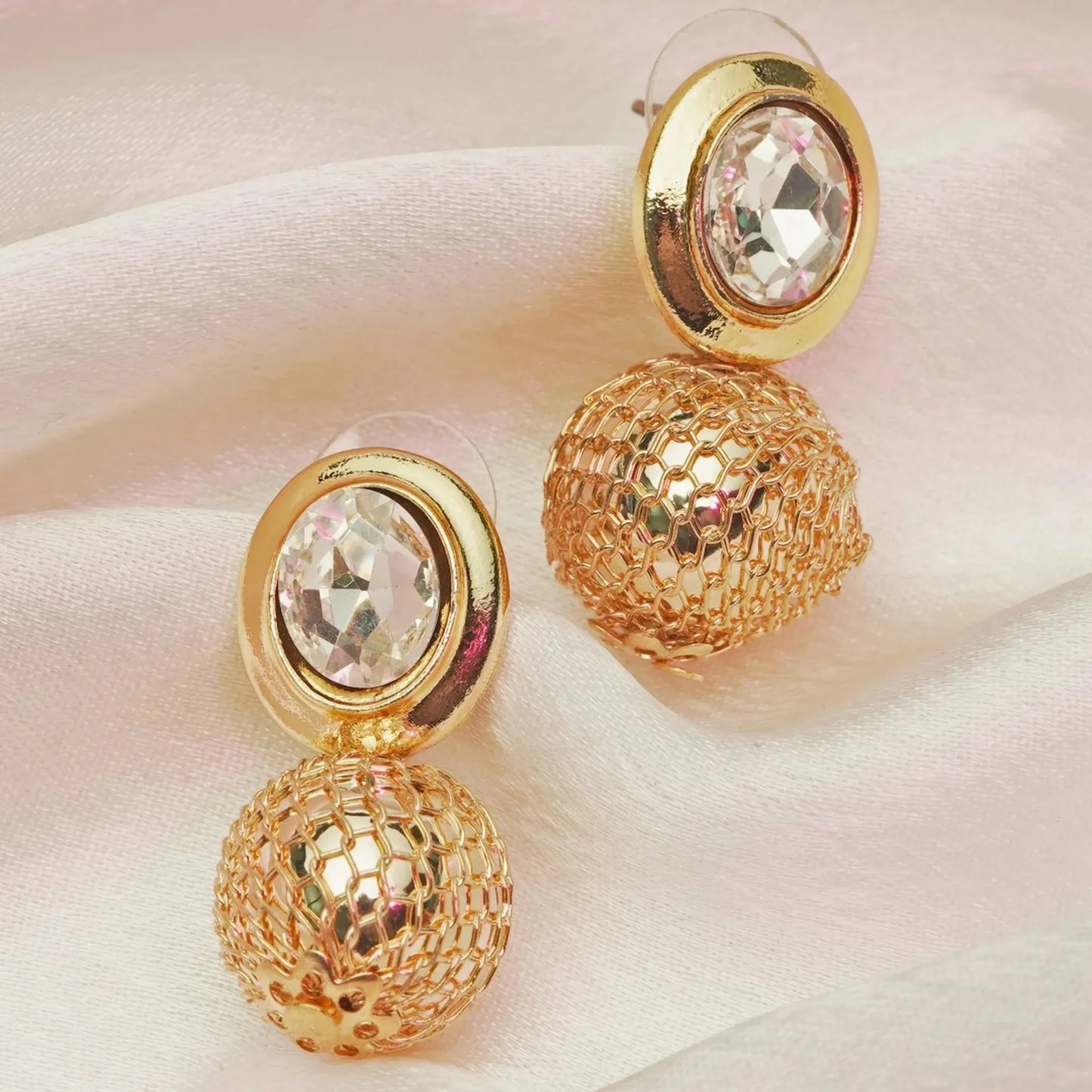 Golden Halo Mesh Drop Earrings - Kaliido