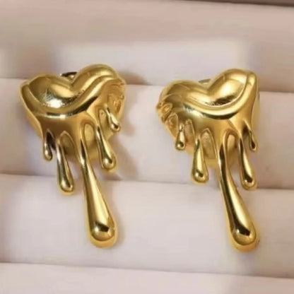 Melted Heart Drip Studs - Kaliido