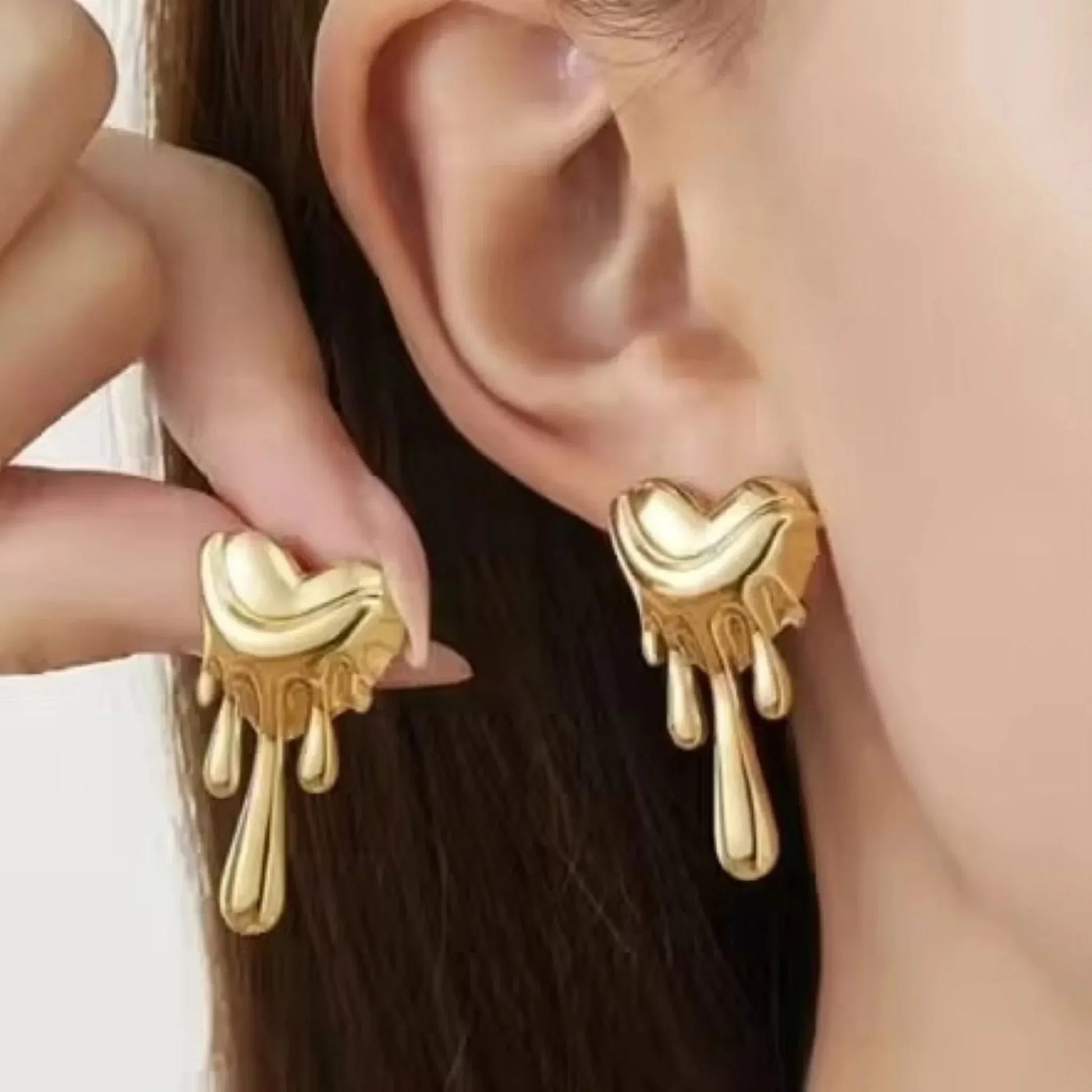 Melted Heart Drip Studs - Kaliido