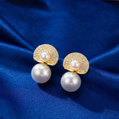 Twin Pearl Halo Studs - Kaliido